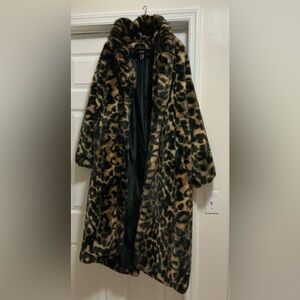 Leopard Print Faux Fur Coat